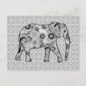 フラクタル旋回象 – グレー、黒、白 ポストカード (正面)