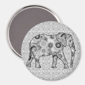 フラクタル旋回象 – グレー、黒、白 マグネット (正面/裏面)