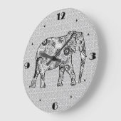 フラクタル旋回象 – グレー、黒、白 ラージ壁時計 (傾斜)