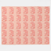 フラクタル旋回象 – コーラルオレンジと白 フリースブランケット (正面(横))