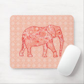 フラクタル旋回象 – コーラルオレンジと白 マウスパッド (マウス)