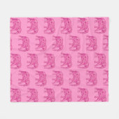 フラクタル旋回象、明るい赤紫色ピンク フリースブランケット (正面(横))