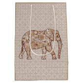 フラクタル旋回象 – 茶色とトープ ミディアムペーパーバッグ (裏面)