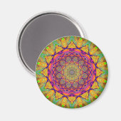 フラクタル星型マンダラ カラフル | サイケデリック マグネット (正面/裏面)