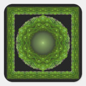 フラクタル枠付き緑のオーナメント スクエアシール (正面)