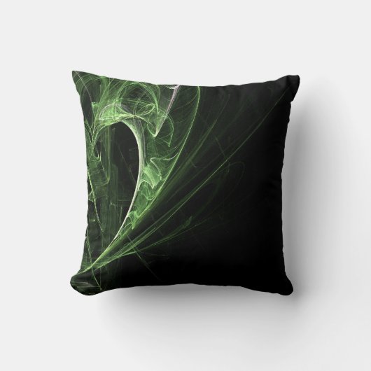 フラクタル模様グリーン黒枕 クッション (正面)