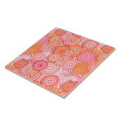 フラクタル渦パターン、サンゴ、ピンク タイル (側面)