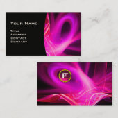 フラクタル渦宝石モノグラム白黒ピンク 名刺 (正面/裏面)