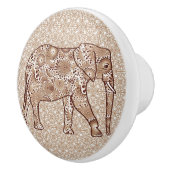 フラクタル渦巻象、茶色およびトープ セラミックノブ (右)