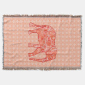 フラクタル渦状象、コーラルオレンジ及び桃 スローブランケット (正面)