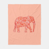 フラクタル渦状象、コーラルオレンジ及び桃 フリースブランケット (正面)