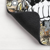 フラクタル画像と拳による装飾 マウスパッド (コーナー)