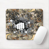 フラクタル画像と拳による装飾 マウスパッド (マウス)