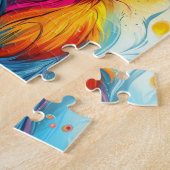 フラクタル白熱［赤熱］光を放つファーを持つ赤いパンダ ジグソーパズル (側面)