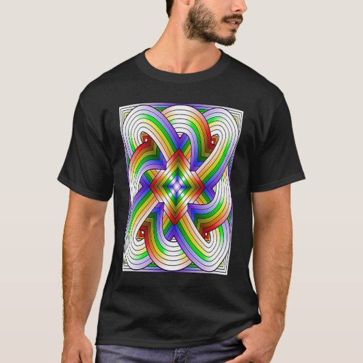 フラクタル破壊的色彩ハイウェイ絡み Tシャツ (正面)