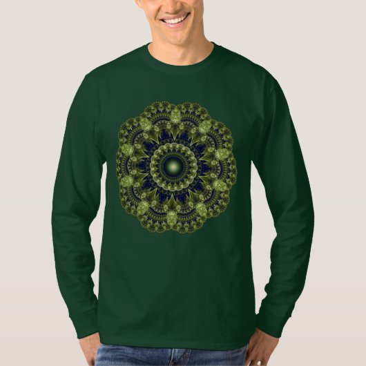 フラクタル緑のモザイクオーナメント Tシャツ (正面)