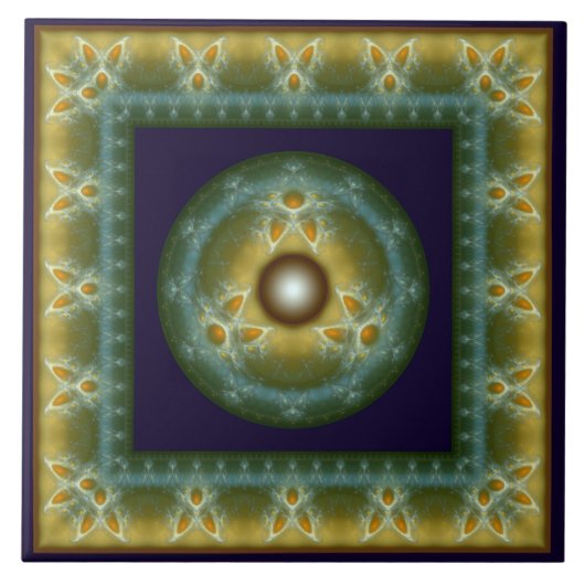 フラクタル華美神秘的な明るいオーナメント タイル (正面)