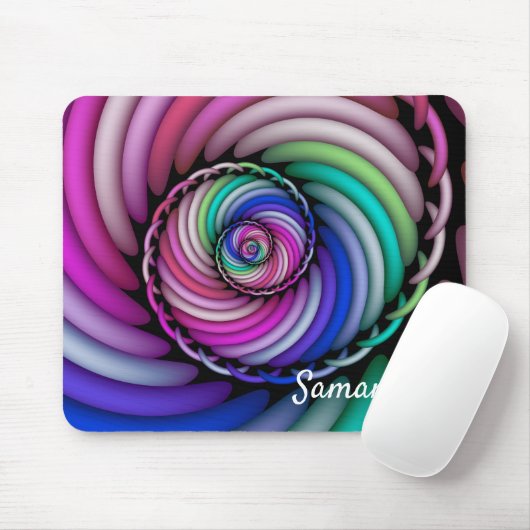 フラクタル螺線形キャンデーの店は名前を加えます マウスパッド (マウス)