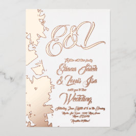 フラクタル赤面結婚金ゴールドの押し込み 箔招待状