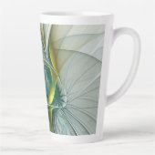 フラクタル進化黄金ターコイズ抽象芸術芸術 カフェラテマグ (右)