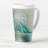 フラクタル進化黄金ターコイズ抽象芸術芸術 カフェラテマグ (右アングル)