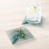 フラクタル進化黄金ターコイズ抽象芸術芸術 ガラスコースター (アングル)