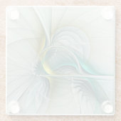 フラクタル進化黄金ターコイズ抽象芸術芸術 ガラスコースター (裏面)