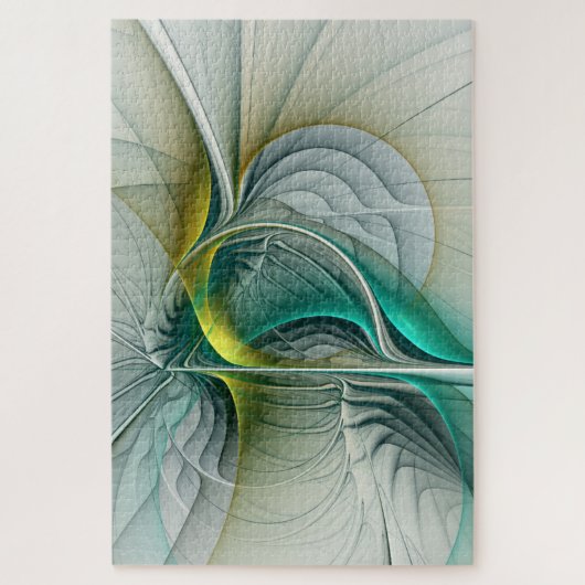 フラクタル進化黄金ターコイズ抽象芸術芸術 ジグソーパズル (縦)