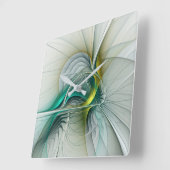 フラクタル進化黄金ターコイズ抽象芸術芸術 スクエア壁時計 (傾斜)