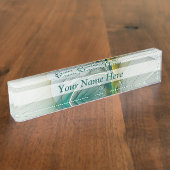 フラクタル進化黄金ターコイズ抽象芸術芸術 デスクネームプレート (側面)