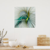 フラクタル進化黄金ターコイズ抽象芸術芸術 ポスター (キッチン)