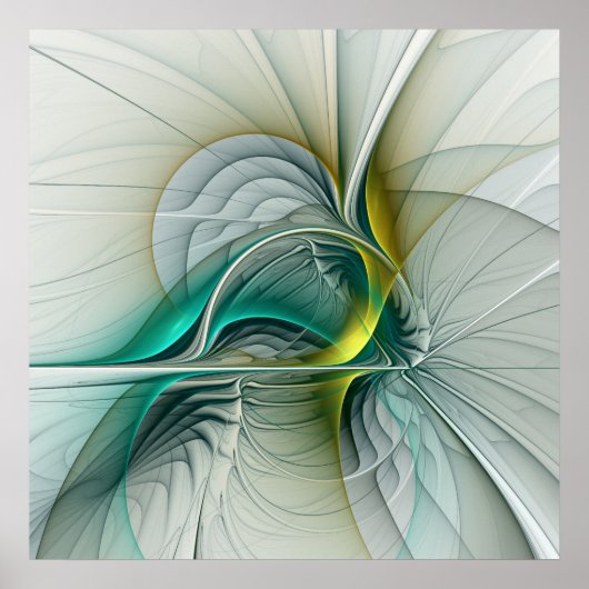 フラクタル進化黄金ターコイズ抽象芸術芸術 ポスター (正面)