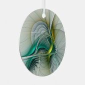 フラクタル進化黄金ターコイズ抽象芸術芸術 メタルオーナメント (正面右)