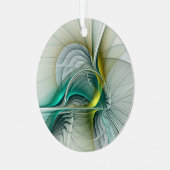 フラクタル進化黄金ターコイズ抽象芸術芸術 メタルオーナメント (正面左)