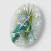 フラクタル進化黄金ターコイズ抽象芸術芸術 ラージ壁時計 (傾斜)
