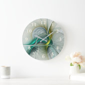 フラクタル進化黄金ターコイズ抽象芸術芸術 ラージ壁時計 (ホーム)