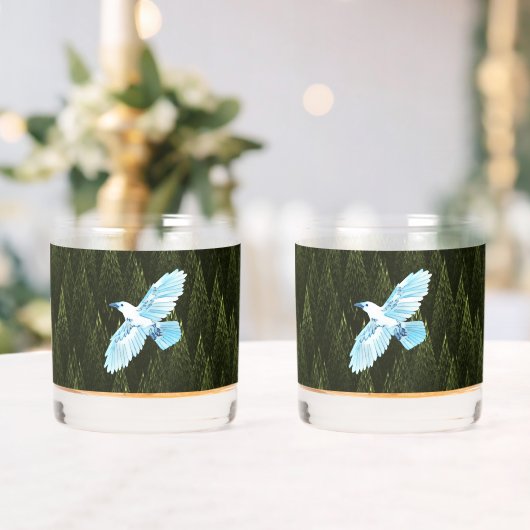 フラクタル針葉樹の白いカラス ウイスキーグラス (インサイチュ (ウェディング))