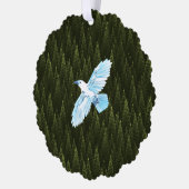 フラクタル針葉樹の白いカラス オーナメントカード (左)