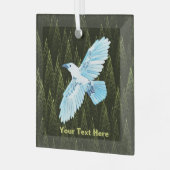 フラクタル針葉樹の白いカラス ガラスオーナメント (正面左)