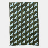 フラクタル針葉樹の白いカラス キッチンタオル (縦)