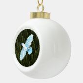 フラクタル針葉樹の白いカラス セラミックボールオーナメント (右)