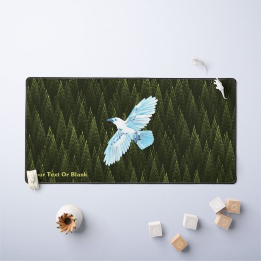 フラクタル針葉樹の白いカラス デスクマット (キッズテーブル)