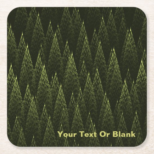 フラクタル針葉樹林 スクエアペーパーコースター (正面)