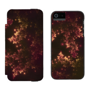 フラクタル離れの赤いグロー iPhone SE/5/5sウォレットケース