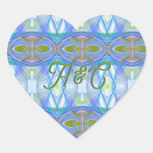 フラクタル青い民族パターン。ハートシール ハートシール (正面)