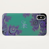 フラクタル音楽クレフ、音符記号のモノグラムのiPhone Xの場合 Case-Mate iPhoneケース (裏面(横))