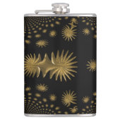 フラクタル黄金の星，黒い背景 フラスク (正面)