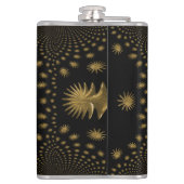 フラクタル黄金の星，黒い背景 フラスク (裏面)