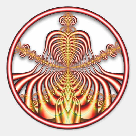 フラクタル0708011724bCステッカー ラウンドシール (正面)