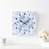 フラクタル-イルカ スクエア壁時計 (ホーム)